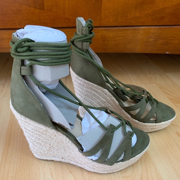 Guess  Olive Green Espadrille Wedges - Picture 3 of 3